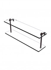 Wall Mounted Two-Tiered Glass Shelf Brown/Clear 22inch