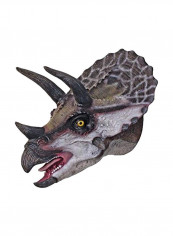 Scaled Triceratops Dinosaur Wall Sculpture White/Grey/Black 16.5x15x14inch