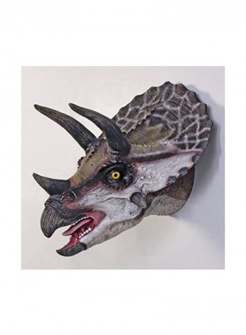 Scaled Triceratops Dinosaur Wall Sculpture White/Grey/Black 16.5x15x14inch