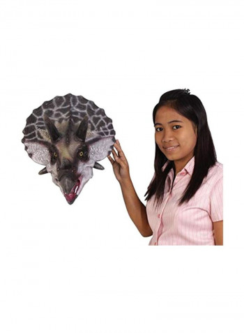 Scaled Triceratops Dinosaur Wall Sculpture White/Grey/Black 16.5x15x14inch