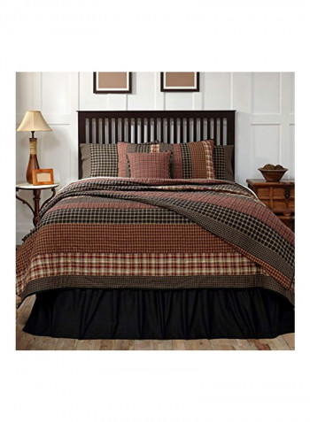 Beckham Cotton Quilt Brown/White/Black 105x95inch