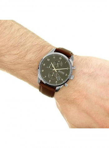 Men's Skymaster Water Resistance Leather Chronograph Watch 1513787