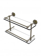 Waverly Place Double Gallery Rail Glass Shelf Silver/Clear 16inch