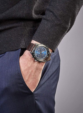 Men's Leather Contemporary Sport Chronograph Watch 1513663