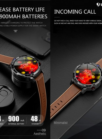 LEM12 Pro 4G LTE Multi-Function Smartwatch For Android/iOS Phones Brown
