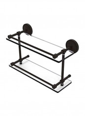 Prestige Regal Double Gallery Rail Glass Shelf Clear/Black 16inch