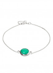 18 Karat White Gold Green Onyx Single Stone Bracelet