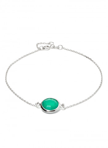 18 Karat White Gold Green Onyx Single Stone Bracelet