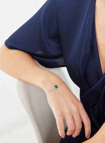 18 Karat White Gold Green Onyx Single Stone Bracelet