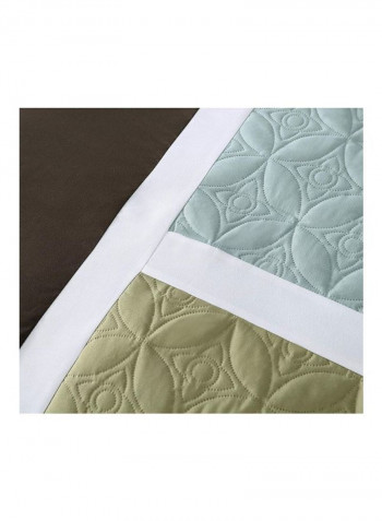 7-Piece Quilted Patchwork Comforter Set Polyester Aqua Blue/Sage Green Full