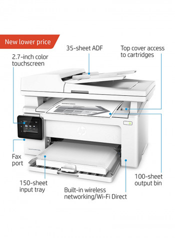 LaserJet Pro MFP M130fw Monochrome  Printer With Wireless Capability,G3Q60A White