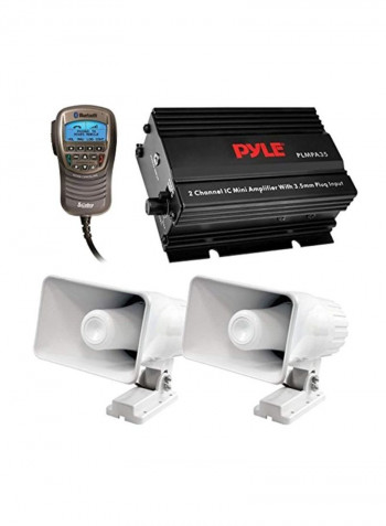 2-Channel Mini Amplifier With Speaker And Mic PHSP4 PLMPA35 MRF300BT Black/White/Grey
