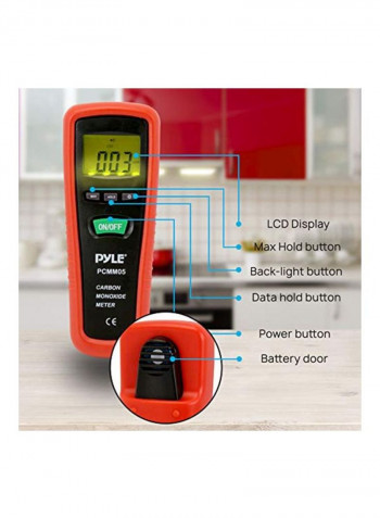 Hand Held Carbon Monoxide Meter Red/Black 6.29x2.17x1.57inch