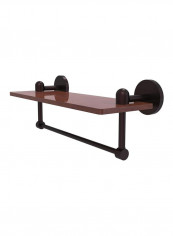 Tango Collection Wood Shelf With Integrated Towel Bar Black/Brown 16inch