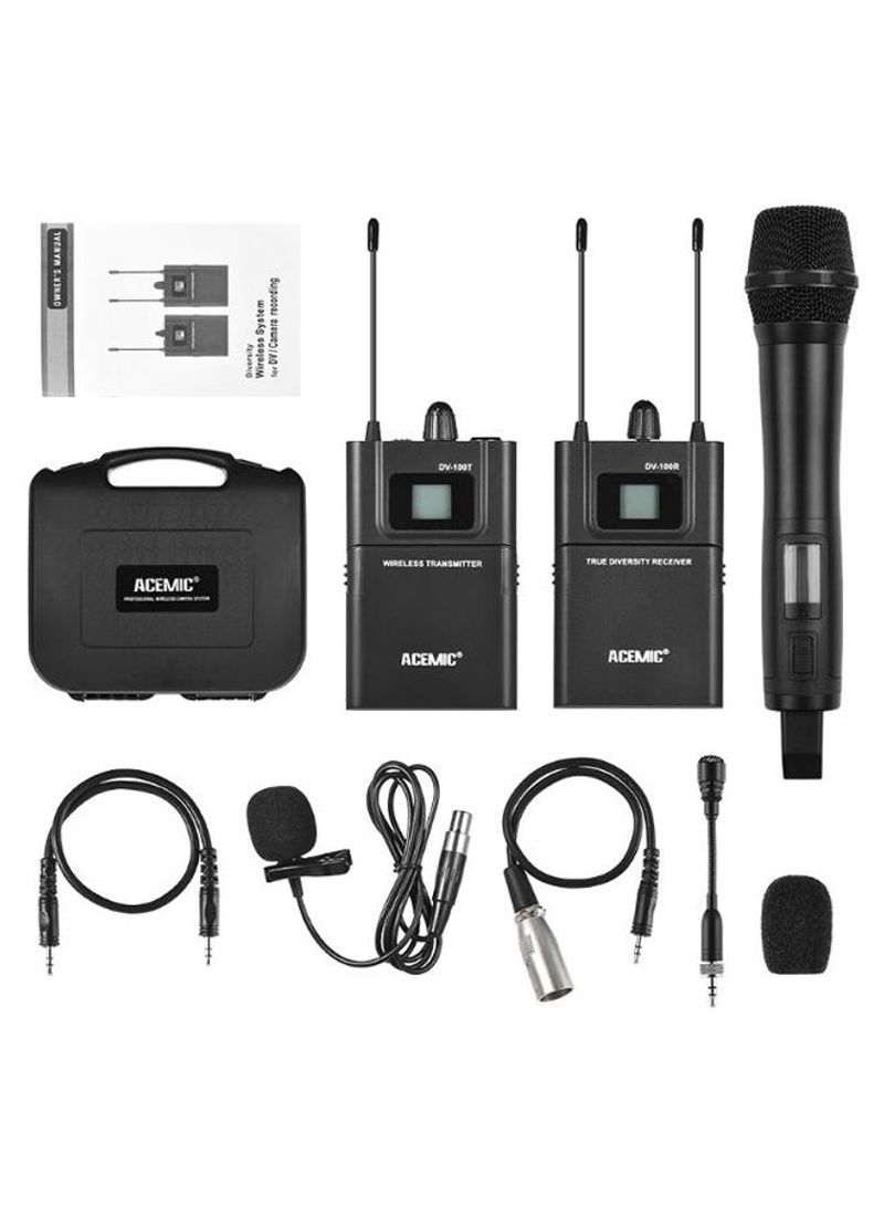 Dual Channel UHF Wireless Microphone Kit Black