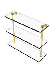Polished Brass Collection Triple Tiered Glass Shelf Gold/Clear 16inch