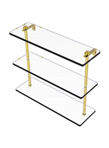 Polished Brass Collection Triple Tiered Glass Shelf Gold/Clear 16inch