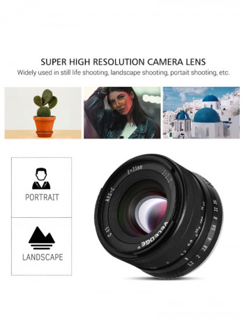 High Resolution Large Aperture Standard Camera Prime Lens Black