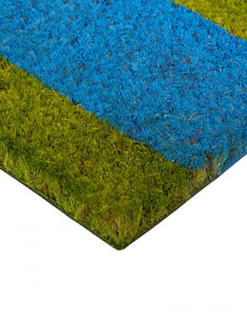 Striped Vinyl Backed Coir Doormat Green/Blue/Yellow 0.5x18x48inch