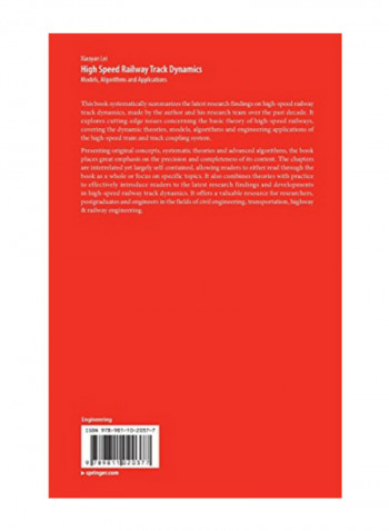 High Speed Railway Track Dynamics: Models, Algorithms And Applications Hardcover