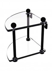 2-Tier Glass Shelf Clear/Black 8x8x8inch