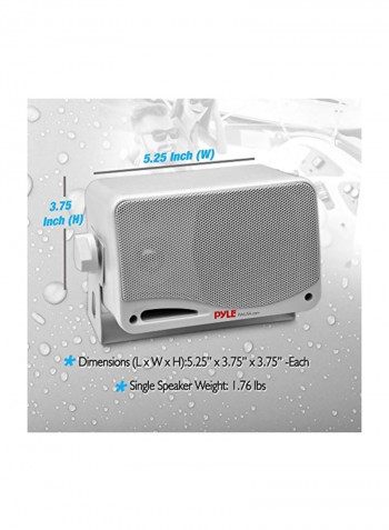 3-way Active Passive Outdoor Waterproof Bluetooth Speaker PDWR42WBT White