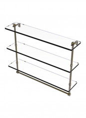 Triple Tiered Integrated Towel Bar Glass Shelf Gold/Clear 16inch