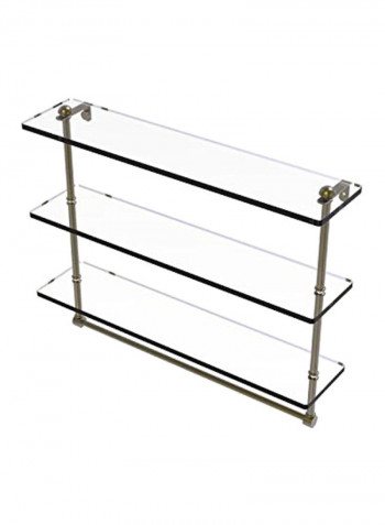 Triple Tiered Integrated Towel Bar Glass Shelf Gold/Clear 16inch