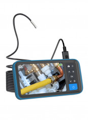 4.5inch HD Color Screen Digital Endoscope 5.5mm Single Lens IP67 Waterproof Camera Brightness Adjustable Video Recorder Support 8 languages Borescope With 5m Snakelike Tube Inspection Instrument MS450 20.5 x 17.0 x 7.5cm Black & Blue