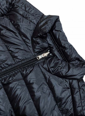 Quilted Finish Puffer Jacket أسود