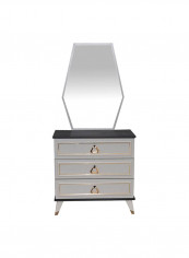 Messina 3-Drawer Dresser With Mirror Black/White 80x79x42cm