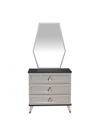 Messina 3-Drawer Dresser With Mirror Black/White 80x79x42cm