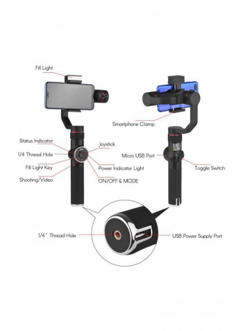 3-Axis Handheld Gimbal Stabilizer 42.6x17.1x 8centimeter Black