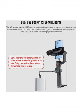 3-Axis Handheld Gimbal Stabilizer 42.6x17.1x 8centimeter Black