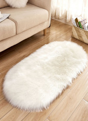 Fluffy Design Solid Color Comfortable Area Rug White 190x190centimeter