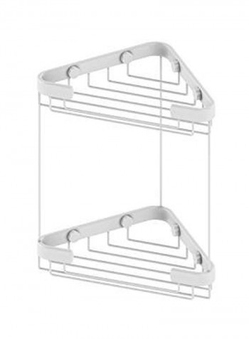 Double Tier Corner Shower Basket Matte White 9.7x1.7x6.2inch