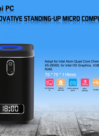 Atom Cherry Trail X5-Z8300 Intel HD Graphics Mini PC Desktop Black