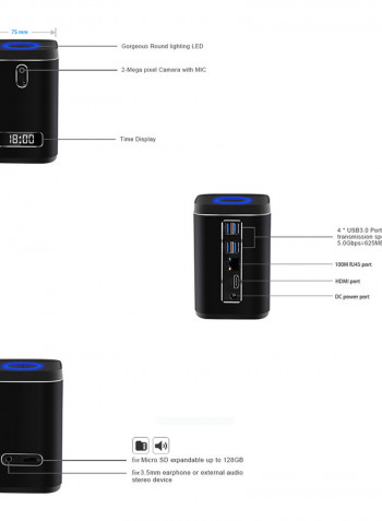 Atom Cherry Trail X5-Z8300 Intel HD Graphics Mini PC Desktop Black