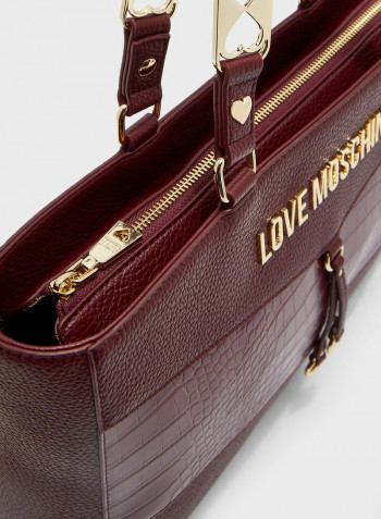 Handle Detail Shopper Bag Burgundy