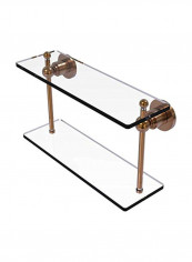 Astor Place Collection Two Tiered Glass Shelf Clear/Gold 16inch