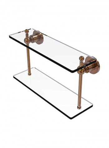 Astor Place Collection Two Tiered Glass Shelf Clear/Gold 16inch