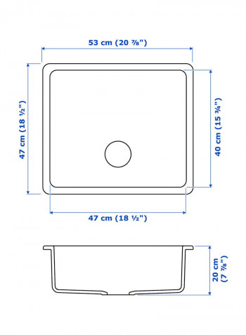 Stainless Steel Inset Sink Bowl White