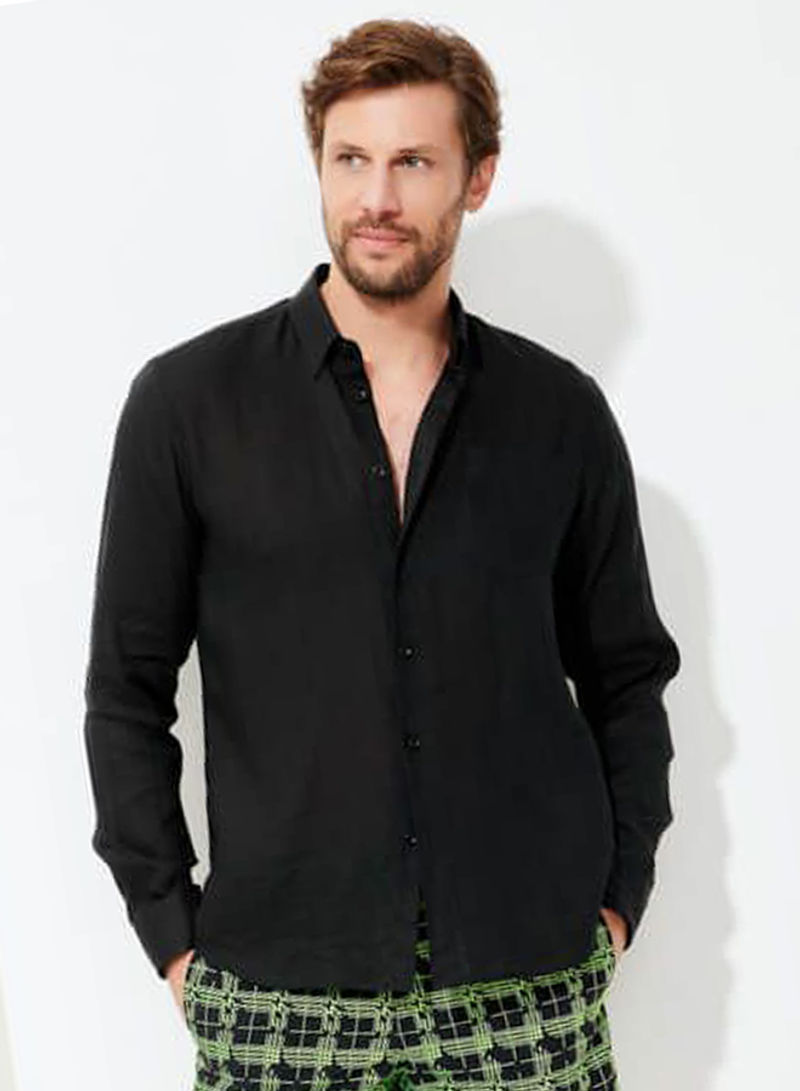 Caroubis Linen Shirt Black