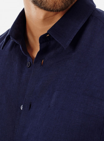 Caroubis Linen Shirt Blue
