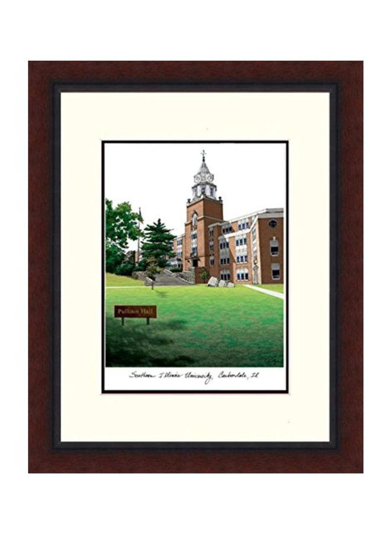 Decorative Southern Illinois University Legacy Wall Poster With Frame White/Brown/Green 18x16inch