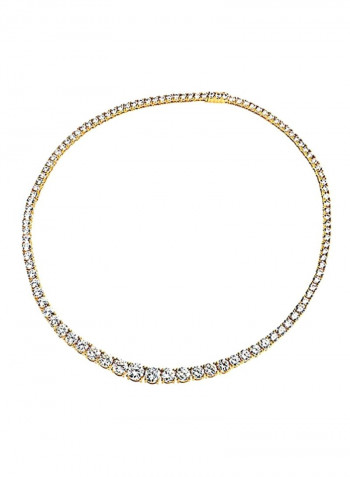 14K Gold Plated Brass Cubic Zirconia Studded Necklace