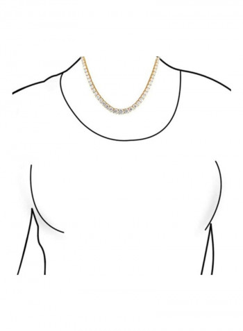 14K Gold Plated Brass Cubic Zirconia Studded Necklace