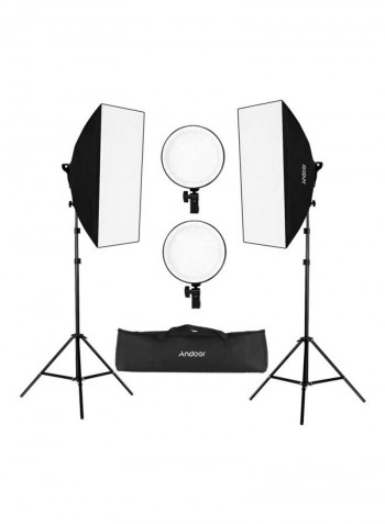 LED Photography Softbox Light Set Black