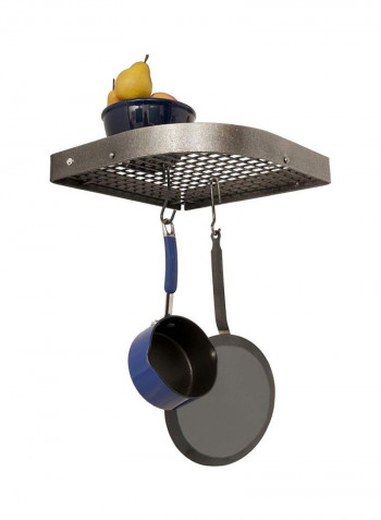 Steel Corner Pot Rack Silver 15.5x15.5x4.5inch