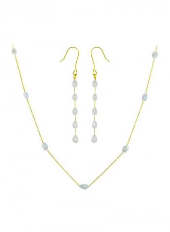 3-Piece 18 Karat Gold Pearls Jewellery Set